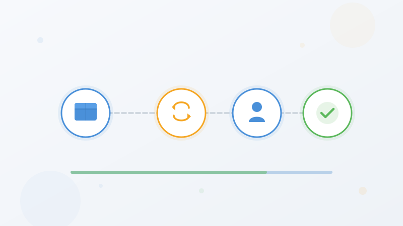 Flat illustration showing the eBay return process flow from package to resolution