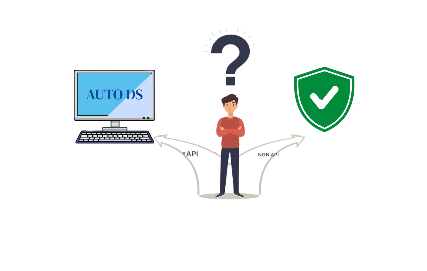 the man with big question mark in two ways. Option one is auto ds and option two is non api