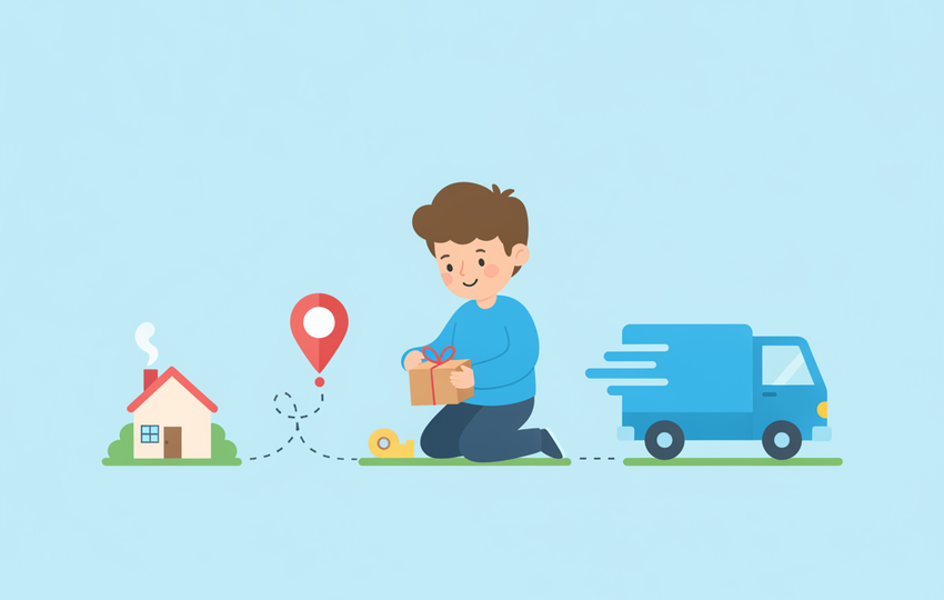 Seller packing a small parcel for a shipped Facebook Marketplace order