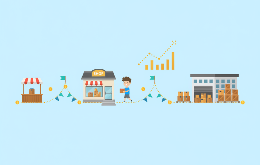 Growth timeline of an ebay store from small to large