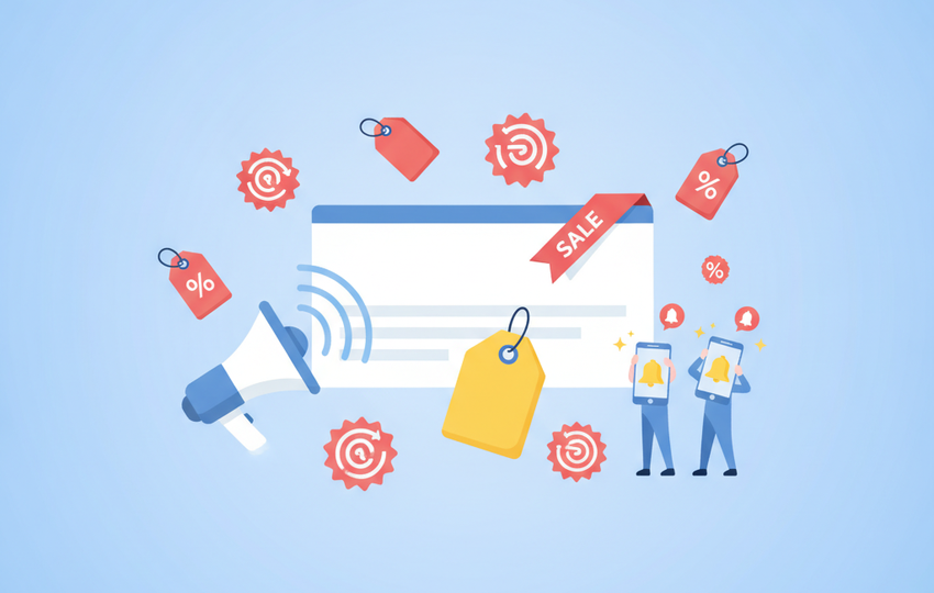 Sale tags and discount badges boosting a product listing