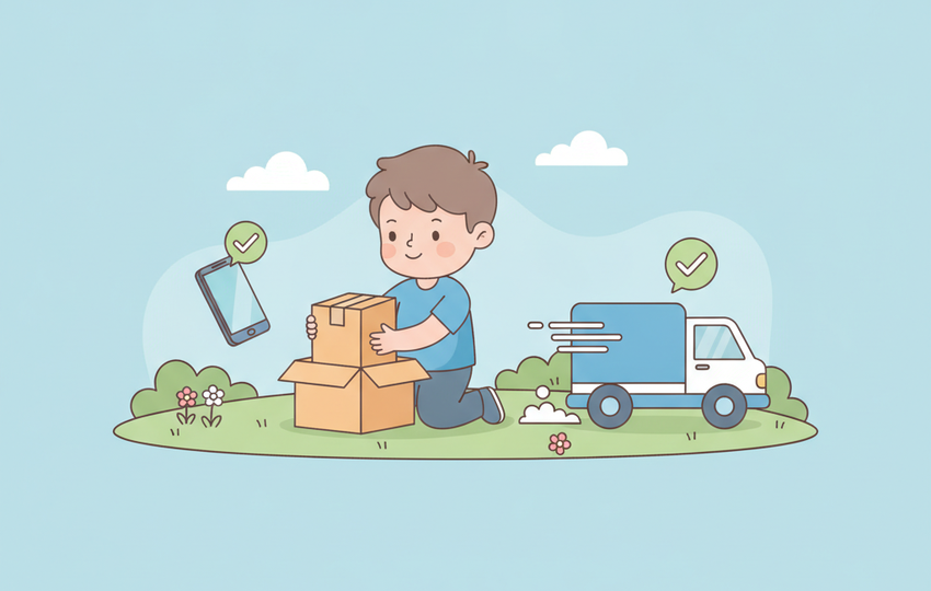 Seller packing an eBay dropshipping order and uploading tracking
