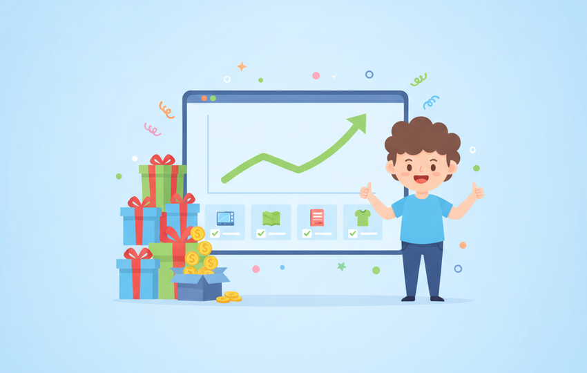 Dashboard showing successful sale event with rising profit