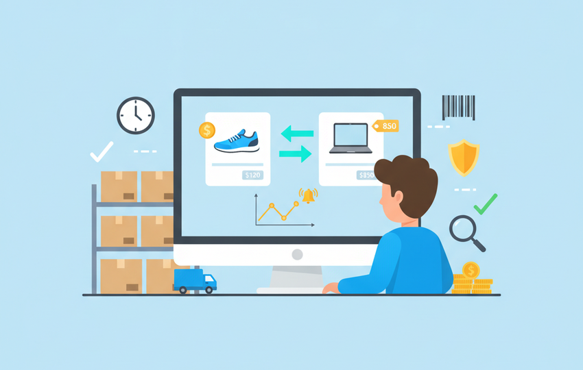 Automated monitoring keeping prices and stock aligned across two stores